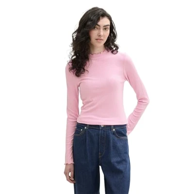 Abbildung von TOM Tailor Denim MIT Struktur Langarmshirt, Damen, Größe: XXL, Soft summer pink