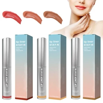 Abbildung von Abziehbarer Lippenkonturenstift,3 Farben Abnehmbarer Lipliner,Lip Stain Peel Off Lipliner,Peel Lippenstift,Wasserfest Langanhaltender