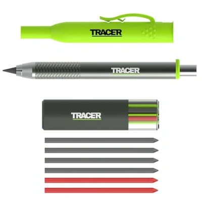 Abbildung von Tracer Pro Series Tough Metal Construction Pencil with 6 x Replacement Lead Pack and Site Holsters All in One Aluminium Marking Kit