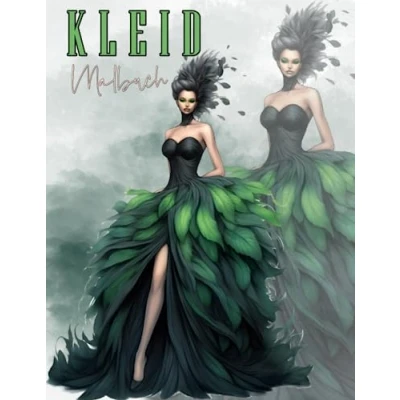 Abbildung von Kleid Malbuch: Mode Design Malbuch mit 50 Premium Qualität Ausmalbildern, Schminkgesichtern und Rasterbildern für Mädchen ab 8 Jahren.
