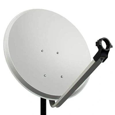 Abbildung von PremiumX PXA60 Satellitenschüssel 60cm Aluminium Hellgrau Satellitenantenne SAT Spiegel mit LNB Tragarm und Masthalterung