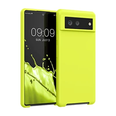 Abbildung von kwmobile Hülle kompatibel mit Google Pixel 6 Silikon Handy Case Handyhülle weiche Oberfläche kabelloses Laden Zitronengelb