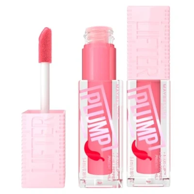 Abbildung von Maybelline New York Lifter Plump Lipgloss mit Chilischoten Effekt, sofortige Füllung, XXL Applikator, Farbe 001, Blush Blaze, 2 Stück