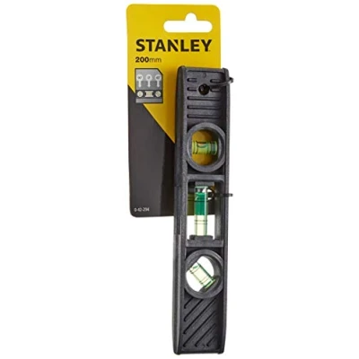 Abbildung von Stanley Torpedo Wasserwaage Kunststoff, 0,2 m, Schwarz, 2 mm/m, ABS Synthetik, 297,2 mm, 71,1 mm