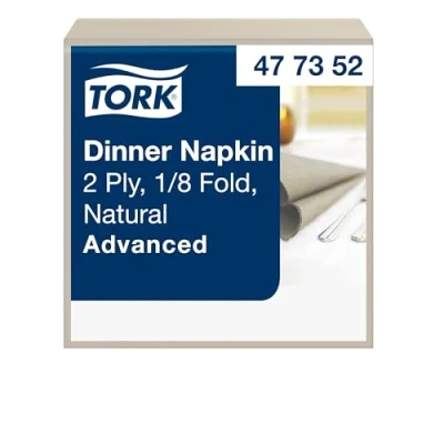 Abbildung von Tork Dinnerservietten Natur, 1/8 falten, 2 lagig, 150 Servietten, 19.8cm x 9.8cm 477352