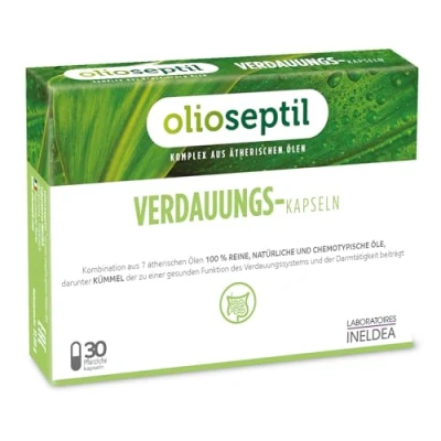 Abbildung von OLIOSEPTIL Verdauungs Kapseln Komplex aus reinen ätherischen Ölen Pflanzliche L Vcaps Ab 15 Jahren Trägt zu einer gesunden Funktion des Verdauungssystems bei 30