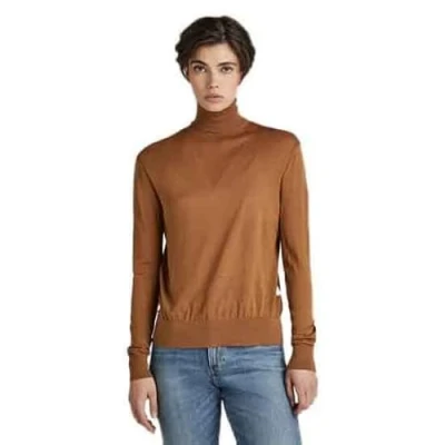 Abbildung von G Star RAW Damen Core Roll Neck Knitted Pullover, Braun (Oxide ocre D21961 D166 1329), M