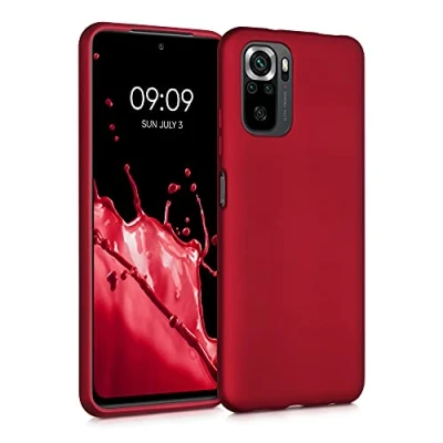 Abbildung von kwmobile Case kompatibel mit Xiaomi Redmi Note 10 / 10S Hülle Schutzhülle aus Silikon metallisch schimmernd Handyhülle Metallic Dunkelrot