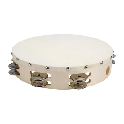 Abbildung von GICO Spielzeug Musikinstrument Tamburin Handtrommel für Kinder D: 25 cm Holz 16 Schellen 3834