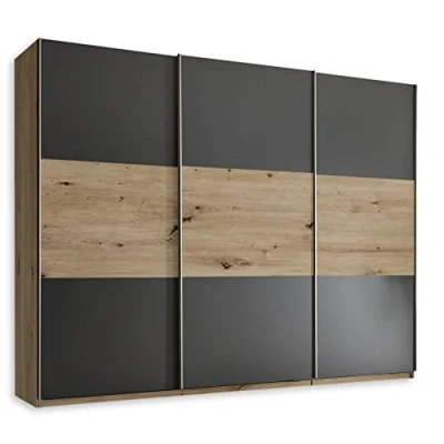 Abbildung von Schlafkontor Schwebetürenschrank &quot;Briga&quot;, Breite 270 cm, Absetzungen in Eiche Artisan Nachbildung