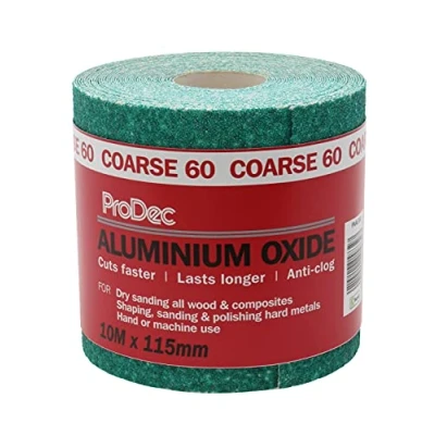 Abbildung von ProDec Schleifpapier, Körnung 60, grob, Aluminiumoxid, 10 m x 115 mm, Rolle, grün