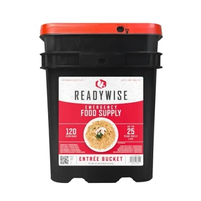 Abbildung von ReadyWise, Notration, 120 Portionen, Mittag und Abendessen, Essensset zum Mitnehmen, 13 Rezepte, Gefriergetrocknet, Langlebige Lebensmittelversorgung, 25 Jahre Haltbarkeit, Notfallnahrung, 14 Tage