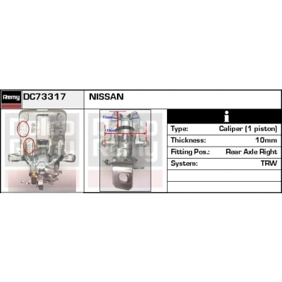 Abbildung von DELCO Remy DC73317 Bremssattel Stahlguss Remanufactured NISSAN: Almera II Schrägheck, Primera Limousine, Tino