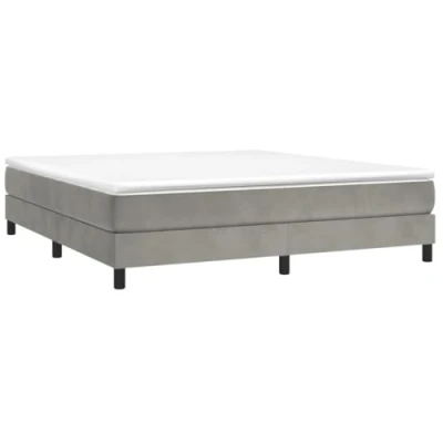 Abbildung von vidaXL Bettgestell, Polsterbett Bett für Schlafzimmer, Bettrahmen mit Lattenrost Stützbeinen, Schlafzimmerbett Doppelbett, Hellgrau 160x200cm Samt