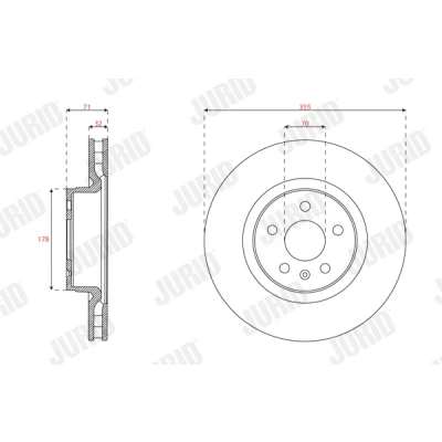 Abbildung von JURID 563660JC 1 Bremsscheibe 355 32 5 120 Belüftet beschichtet ohne Schrauben TESLA: Model S