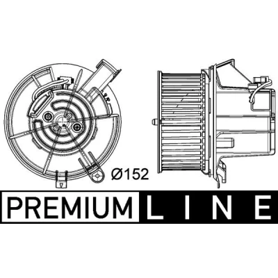 Abbildung von MAHLE ORIGINAL AB 119 000P Innenraumgebläse für Fahrzeuge mit Klimaanlage Linkslenker ohne integrierten Regler MERCEDES BENZ: E Klasse T modell