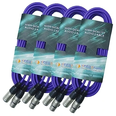 Abbildung von keepdrum 4x Mikrofonkabel XLR MC 001XX XLR/XLR Kabel (6m Lila)