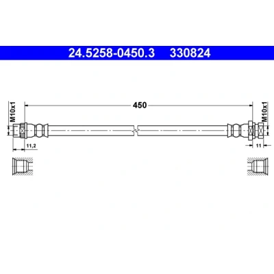 Abbildung von ATE 24.5258 0450.3 Bremsschläuche 450 RENAULT: MASTER 2 Pritsche/Fahrgestell, Kasten, Bus, OPEL: Movano A Kastenwagen