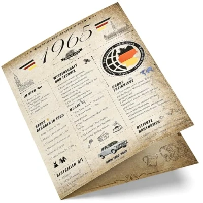 Abbildung von Joyoldelf 60. Vintage Geburtstagskarte, 1965 Jahrgang Zeitung Grußkarten Geschenk, 3D Pop Up Geburtstagskarte mit Umschlag für Mann und Frau