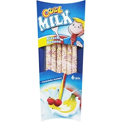 Abbildung von Cool Milk ÖKO Trinkhalme zum Kakaomachen Kirsch Banane KIBA 1 Packungen mit je 5 kompostierbaren Trinkstrohhalmen (1 x 30 g)