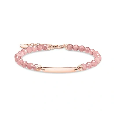 Abbildung von Thomas Sabo Damen Armband Weiße Süßwasserzuchtperlen und Gravur Steg aus 925er Sterlingsilber mit 750er Roségold Vergoldung, Gr. 16cm 19cm, A2042 415 9 L19V