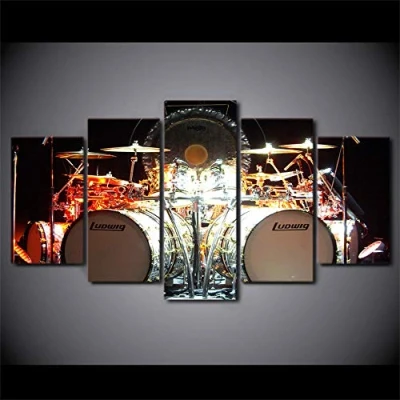 Abbildung von ERSHA 5 Stück Leinwand Kunst Musik Schlagzeug Kit Hd Gedruckt Wandkunst Home Decor Malerei Bild Poster Drucke(Gerahmt)
