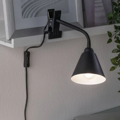 Abbildung von Paulmann 95430 Klemmleuchte Vitis mit Flexarm rund max. 20 Watt Lampe Schnurschalter Schwarz Metall, Kunststoff E14 ohne Leuchtmittel