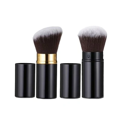 Abbildung von TOFBS 2 Stück Premium Make up Pinsel einziehbar Kabuki, Kosmetikpinsel mit Kappe, Tragbare abgeschrägter Kuppelform Puderpinsel, Weicher Gesichtspinsel, Rougepinsel