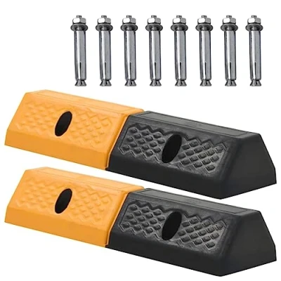 Abbildung von vidaXL 2X Radstopper 49x15x9cm Parkplatzbegrenzung Einparkhilfe Reflektoren