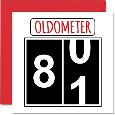 Abbildung von Lustige Karten zum 81. Geburtstag für Männer und Frauen Oldometer Glückwunschkarte Vater Mutter Urgroßvater Opa Kindermädchen Oma 145mm Grußkarten Karte