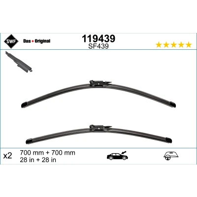 Abbildung von Scheibenwischer Swf Visioflex 119439 vorne Rahmenlos FORD: KUGA 2, FORD USA: Edge Mk2