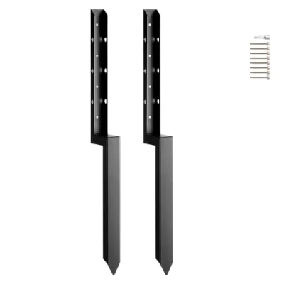 Abbildung von VEVOR Reparaturset für Zaunpfostenanker, 2er Pack, Innendurchmesser 51 x mm, robuste Stützpfähle Zaunpfosten aus Stahl, Anker Erdspieß zur Reparatur von schiefen, gebrochenen Holzzaunpfosten