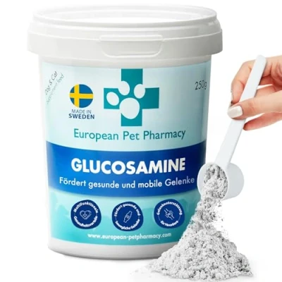 Abbildung von European Pet Pharmacy Grünlippmuschel Hund 250 g Glucosamin Pulver — Nahrungsergänzungsmittel Für Intakte Gelenke Hunde und Katze Probiotisches Alantin, Vitamin C, Alter 5+ Monate