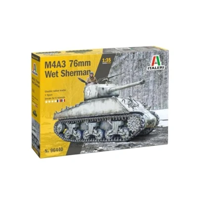 Abbildung von Italeri 6440 1:35 US Sherman M4A3 Wet Modellbau, Bausatz, Standmodellbau, Basteln, Hobby, Kleben, Plastikbausatz, detailgetreu, Panzer Militär, Mehrfarbig