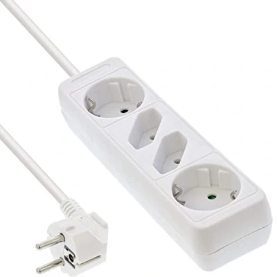 Abbildung von InLine 16443W Steckdosenleiste, 4 fach, 2x Schutzkontakt + Euro, 3m, weiß