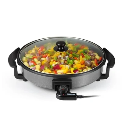 Abbildung von Tristar PZ 2964 Multifunktionspfanne, Rund, Schwarz, 280 C, Abnehmbarer Deckel, 1500 W, 40 cm