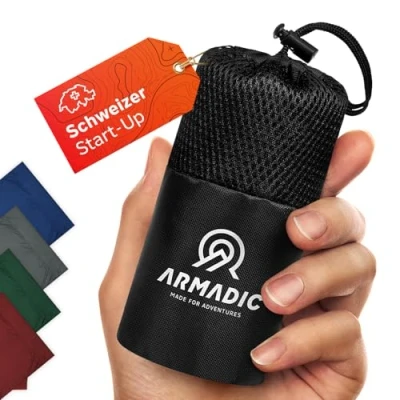 Abbildung von Armadic Hüttenschlafsack aus Mikrofaser (nur 230g) Ultra leicht, klein und dünn. Reiseschlafsack, Schlafsack Inlett, Inlay I Ideal für Backpacking, Hostels Berghütten (Bordeaux Rot)