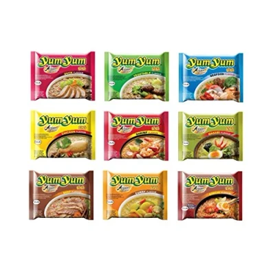 Abbildung von 9 x 60g YumYum Instant Nudelsuppen Probierpaket Yum Chicken Beef Duck Pamai Pai®