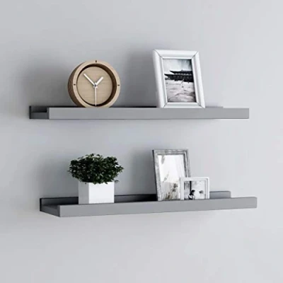 Abbildung von WEMYUFURN Bilderleisten 2 STK. Grau 40x9x3 cm MDF, Regale Bücherregal Wandregal Wand Sideboard für Wohnzimmer, Schlafzimmer und Büro