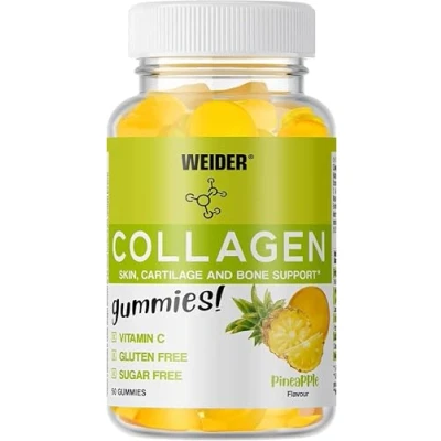 Abbildung von Weider Collagen Gummies, Kollagen Gummibärchen mit Vitamin C für Haut, Knochen und Knorpel, Fruchtgummies, hochdosiert, zuckerfrei &amp; glutenfrei, leckerer Ananas Geschmack, 50 Stück