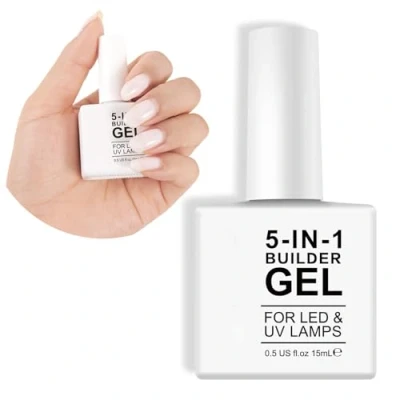 Abbildung von 5 in 1 Builder stärkendes Gel 15ml, 2 Pack FüR Nägel, Aufbaugel UV/LED Nagellack Nagelverlängerungen, Verlängerungen, Nagelkunst, Aufkleber, GelnäGel (Weiß)