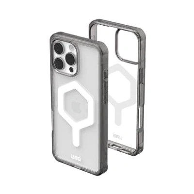 Abbildung von URBAN ARMOR GEAR Plyo MS Case kompatibel mit Apple iPhone 16 Pro Max Hülle (Wireless Charging/Magnetisches Aufladen kompatibel, Air Soft Ecken, Erhöhter Rand) grau/transparent/weiß