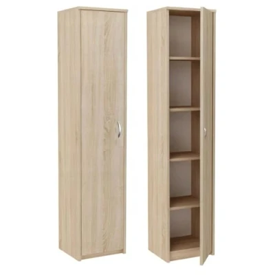 Abbildung von Büroschrank Aktenschrank Kleiderschrank Mehrzweckschrank Büroregal mit 1 Tür und 5 Fächern Universeller Schrank für Büro Zuhause 180x40x35 cm (Sonoma)