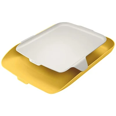 Abbildung von Leitz A4 Briefkorb mit Organiser, 4er Pack, Warmes Gelb, Cosy Serie, 52590019