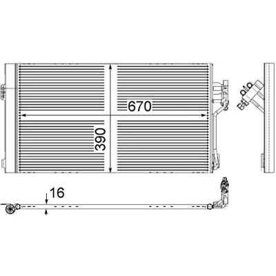 Abbildung von MAHLE ORIGINAL AC 761 000S Klimakondensator mit Trockner, ohne Druckschalter 14 13,7 666 MERCEDES BENZ: Vito Mixto, Viano, Bus