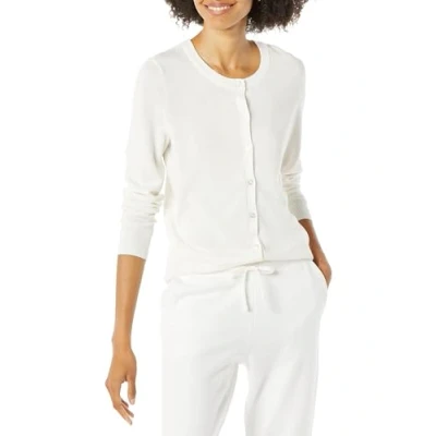 Abbildung von Amazon Essentials Damen Leichte Rundhalsstrickjacke (Erhältlich In Übergröße), Elfenbein, M