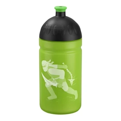 Abbildung von Step by Trinkflasche „Ninja Kimo“, auslaufsicher, spülmaschinenfest, BPA frei, für Schule, Kindergarten, heiße und kohlensäurehaltigen Getränke, 0,5L, grün grau, Jungen Mädchen