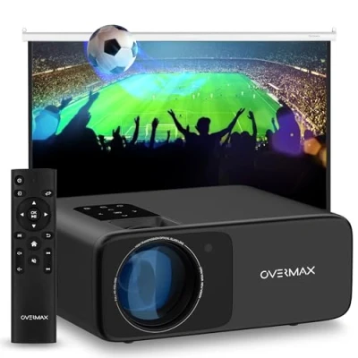 Abbildung von Overmax Multipic 4.2 Full HD 1080p LED Projektor 200 4500 Lumen 4 Linsen System WiFi 2.4 5G BT HDMI USB Lautsprecher 360 Bildrotation Erleben Sie EURO 2024 &amp; Heimkinoabende in beispielloser Qualität