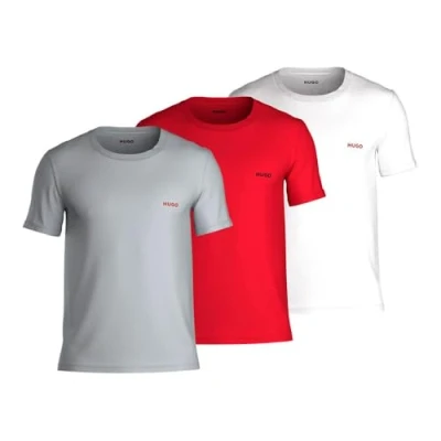 Abbildung von HUGO 3 PACK Nachtwäsche Shirt, Herren, Größe: Large, White/grey/red