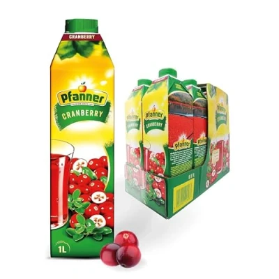 Abbildung von Pfanner Cranberry Fruchtgetränk (8 x 1 l) 20 % Fruchtgehalt Getränk aus Cranberrys im Vorratspack